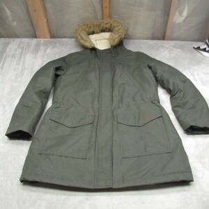 Levis Jacket Womens Medium Green Sherpa Lined‎ Hood Mid-Length Performance Parka